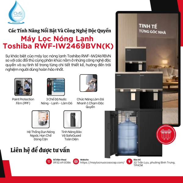 Các Tính Năng Nổi Bật Và Công Nghệ Độc Quyền Của Máy Lọc Nóng Lạnh Toshiba RWF-IW2469BVN(K)