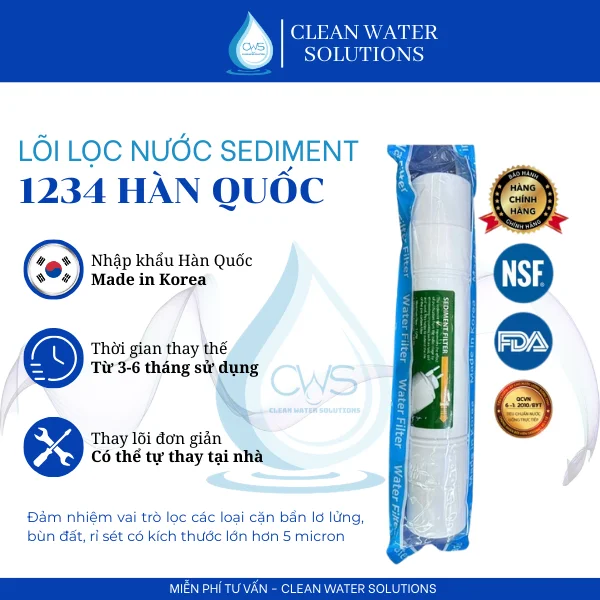 Cấu Tạo Và Chức Năng Của Bộ Lõi Lọc Nước 1234 Đúc Hàn Quốc - Sediment