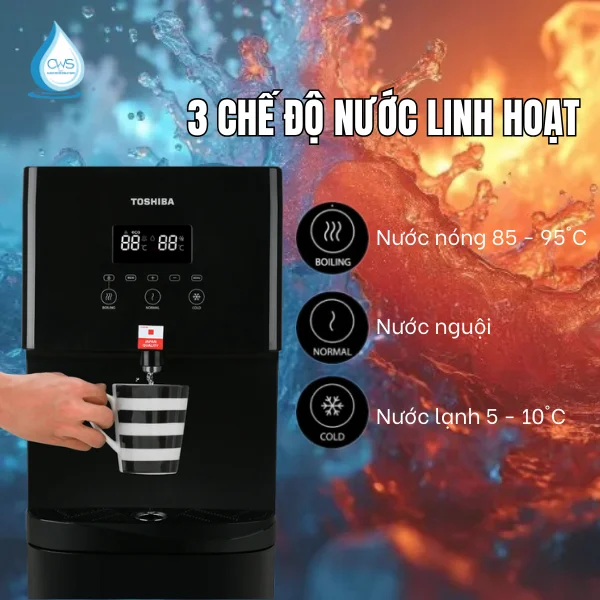 Máy Lọc Nóng Lạnh Toshiba RWF-W1830BV Cung Cấp 3 Chế Độ Nước Linh Hoạt