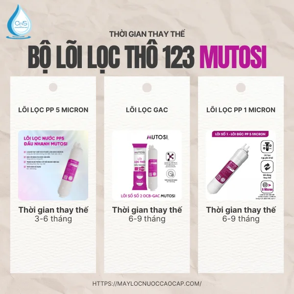 Thời Gian Thay Thế Bộ Lõi Lọc Thô 123 Mutosi