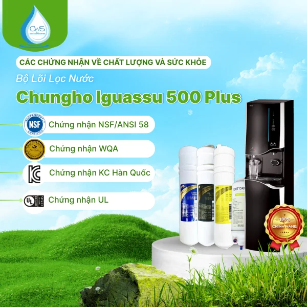 Các Chứng Nhận Về Chất Lượng Và Sức Khỏe Của Bộ Lõi Lọc Nước Chungho Iguassu 500 Plus