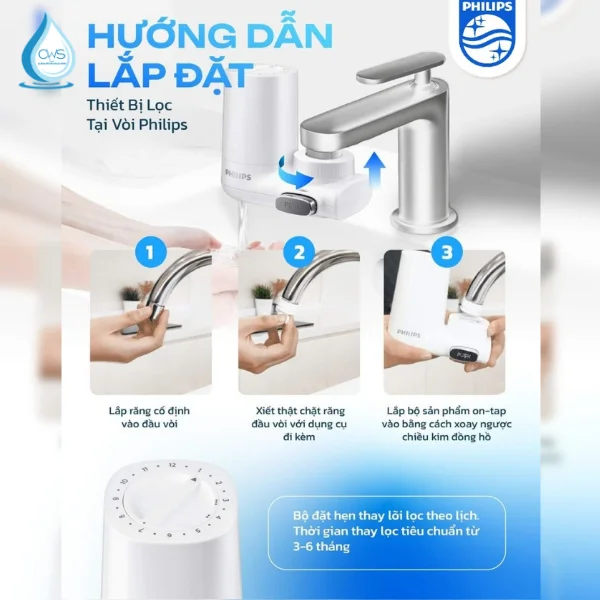 Hướng Dẫn Lắp Đặt Thiết Bị Lọc Nước Tại Vòi Philips AWP3753/98