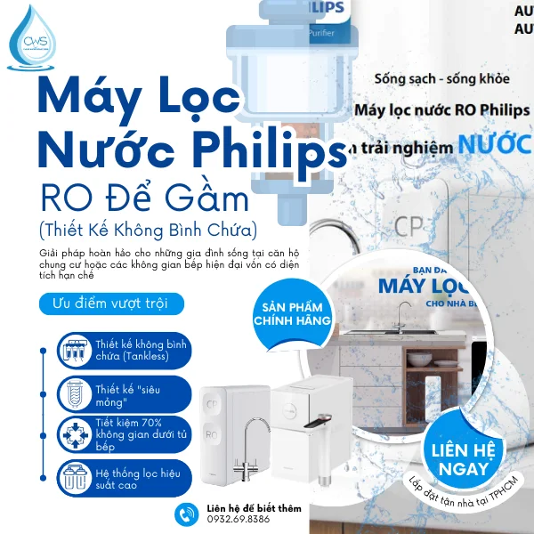 Máy Lọc Nước RO Philips Để Gầm (Thiết Kế Không Bình Chứa)