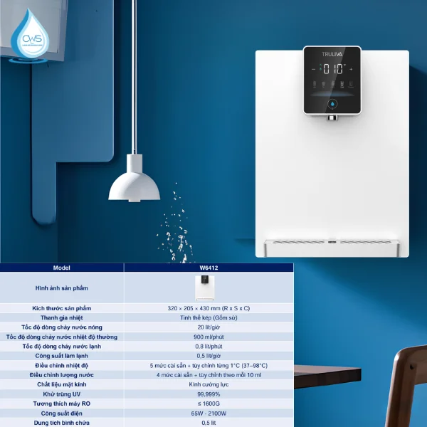 Bảng Thông Số Sản Phẩm Máy Nóng Lạnh Truliva W6412