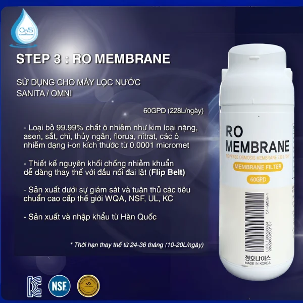 Chức Năng Của Lõi ATCR-RO Membrane