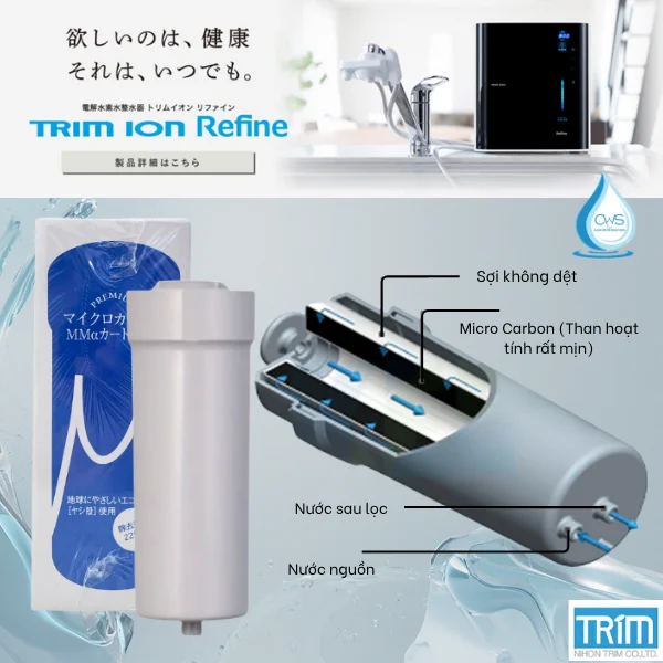 Lõi Lọc Nước Trim Ion Refine Chính Hãng Cho Máy Điện Giải Ion Kiềm Trim Ion Refine
