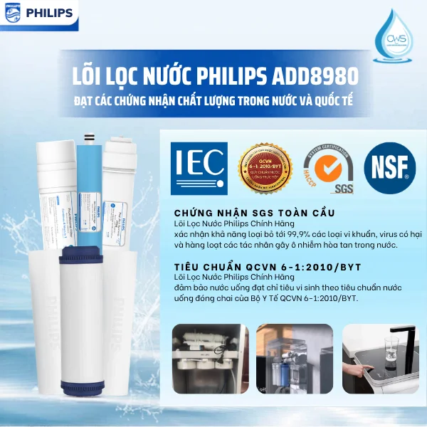 Lõi Lọc Nước Philips ADD8980 Đạt Các Chứng Nhận Chất Lượng Trong Nước Và Quốc Tế
