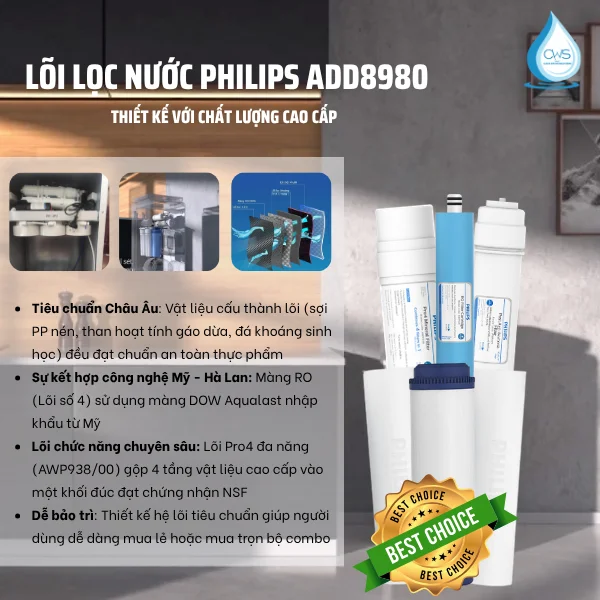 Lõi Lọc Nước Philips ADD8980 Thiết Kế Với Chất Lượng Cao Cấp