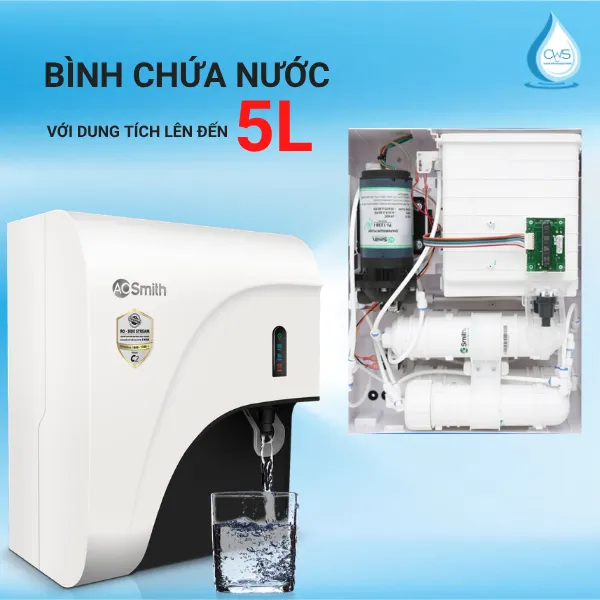 Bình Chứa Nước Dung Tích 5L Ẩn Bên Trong Máy