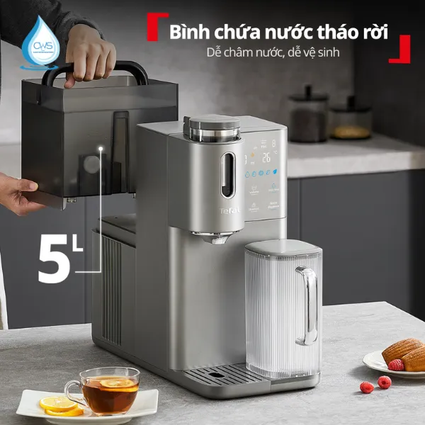 Bình Nước Thô 5L Trên Máy Lọc Nước Tefal BR453AY0 Được Chia Ngăn Nước Thô - Nước Thải Rõ Ràng