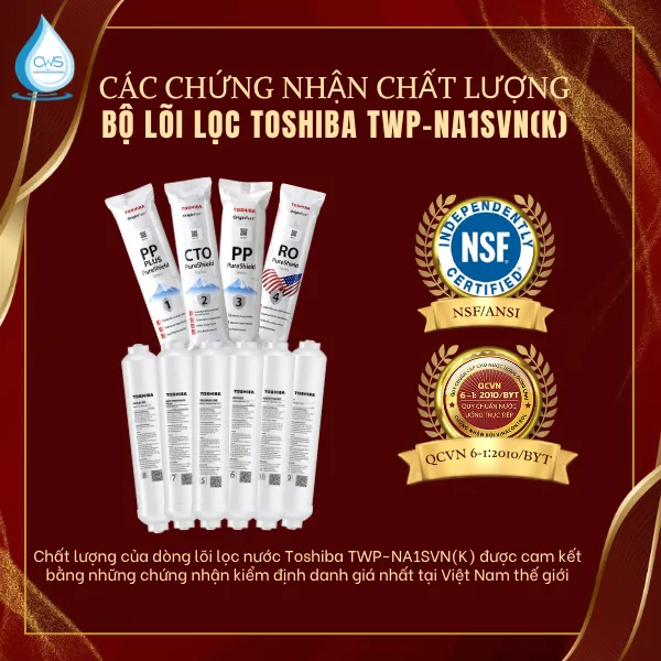 Các Chứng Nhận Về Chất Lượng Của Bộ Lõi Lọc Nước Toshiba TWP-NA1SVN(K)