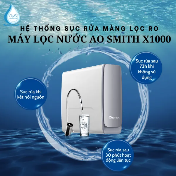 Hệ Thống Sục Rửa Màng Lọc Tư Động Trên Máy Lọc Nước AO Smith X1000Hệ Thống Sục Rửa Màng Lọc Tư Động Trên Máy Lọc Nước AO Smith X1000