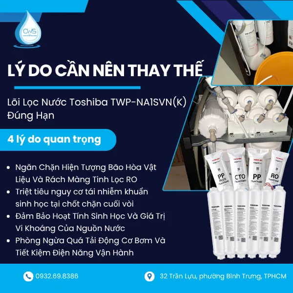 Lý Do Cần Nên Thay Thế Lõi Lọc Nước Toshiba TWP-NA1SVN(K) Đúng Theo Thời Gian Nhà Sản Xuất Công Bố