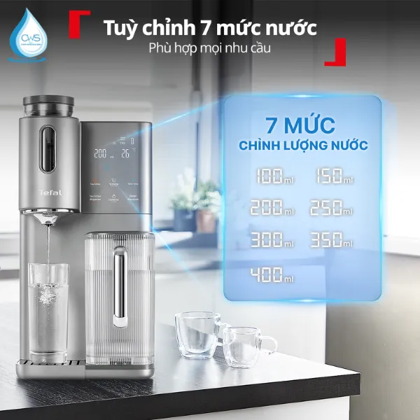 Máy Lọc Nước Tefal BR453AY0 Cho Phép Tùy Chỉnh 7 Mức Nước Theo Nhu Cầu