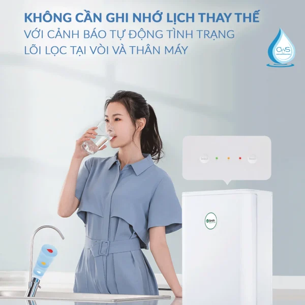 Tính Năng Nhắc Nhở Thay Lõi Tự Động Trên Máy Lọc Nước AO Smith S600