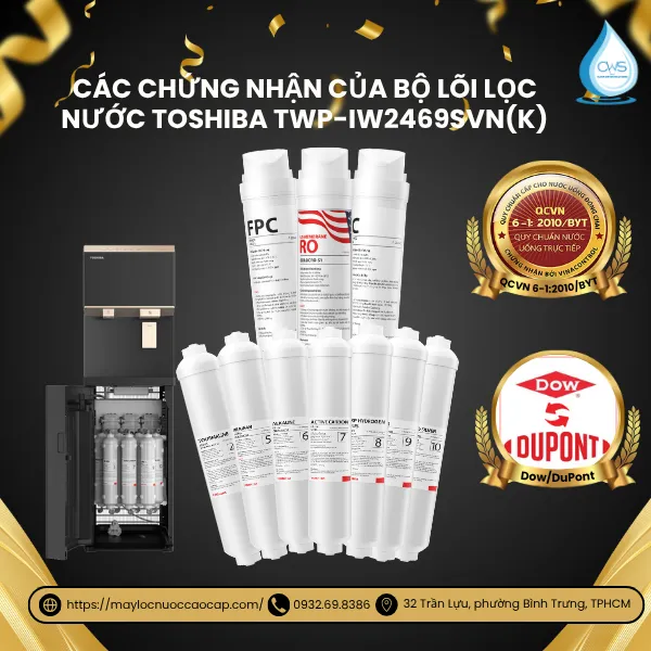 Các Chứng Nhận Của Bộ Lõi Lọc Nước Toshiba TWP-IW2469SVN(K)