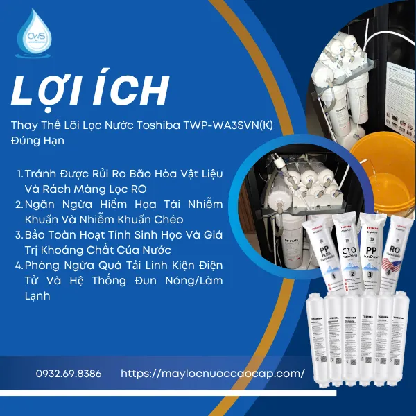 Các Lợi Ích Khi Thay Thế Lõi Lọc Nước Toshiba TWP-WA3SVN(K) Đúng Hạn