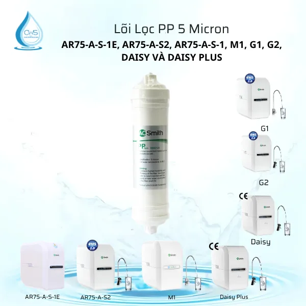 Lõi Lọc Nước AO Smith 5 Lõi - Lõi PP 5 Micron Lõi Lọc Nước AO Smith 5 Lõi - Lõi PP 5 Micron