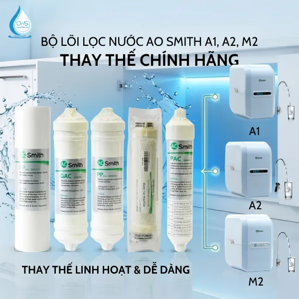 Lõi Lọc Nước AO Smith A1 A2 M2 Sử Dụng Được Cho Các Dòng Máy Nào