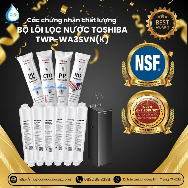 Lõi Lọc Nước Toshiba TWP-WA3SVN(K) Đạt Các Tiêu Chuẩn An Toàn Chất Lượng Nào