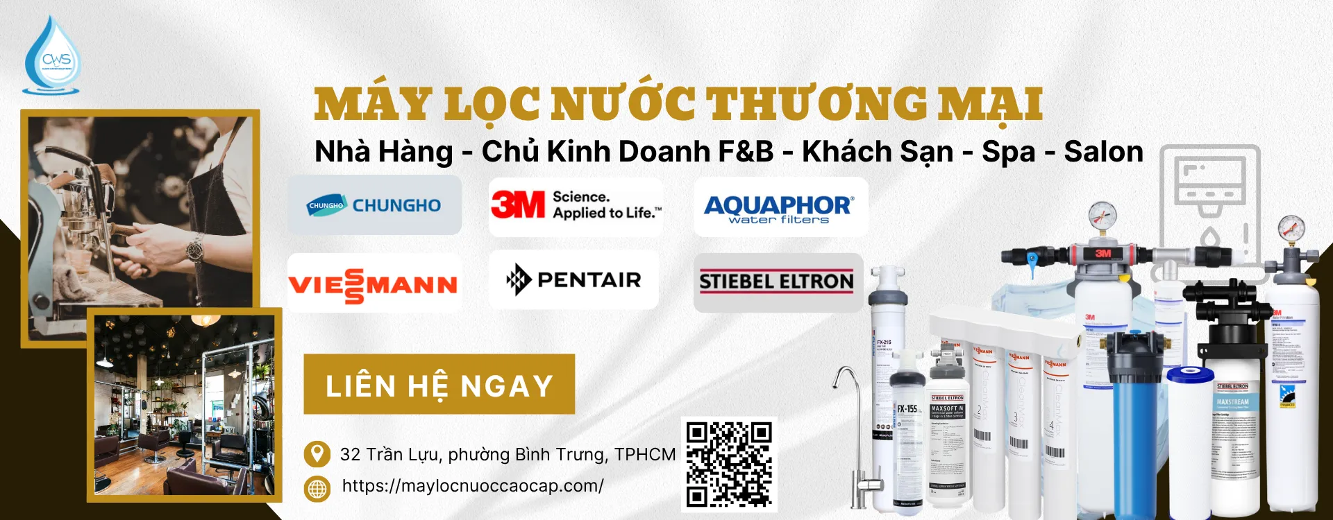 Banner Máy Lọc Nước Thương Mại Chính Hãng Tại Clean Water Solutions