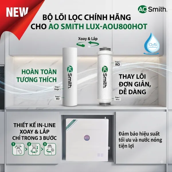 Bộ Lõi Lọc Nước AO Smith LUX-AOU800HOT Có Bao Nhiêu Lõi