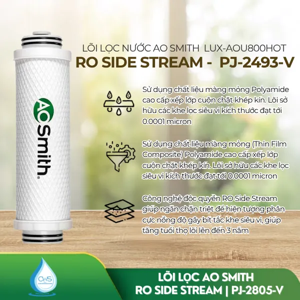 Màng RO Side Stream 800G – Trung Tâm Của Quy Trình Lọc (Mã Lõi: PJ-2493-V)