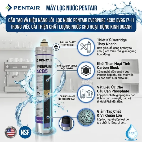 Cấu Tạo Và Hiệu Năng Lõi Lọc Nước Pentair Everpure 4CB5 EV9617-11 Trong Việc Cải Thiện Chất Lượng Nước Cho Hoạt Động Kinh Doanh