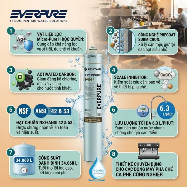 Đặc Điểm Của Lõi Lọc Nước Pentair Everpure MH2 Trong Chu Trình Xử Lý Nước
