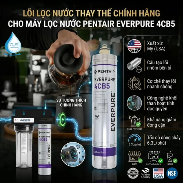 Lõi Lọc Nước Pentair Everpure 4CB5 EV9617-11 Thay Thế Cho Máy Lọc Nước Pentair Everpure 4CB5