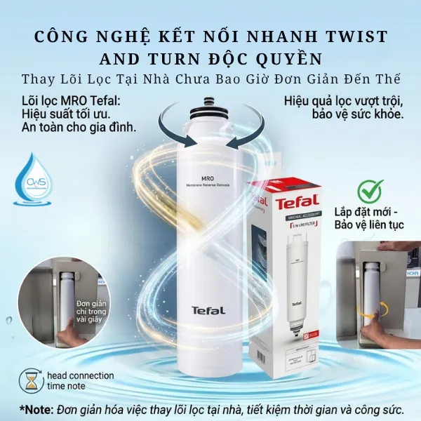 Lõi Lọc Nước Tefal BR453AY0 Sở Hữu Thiết Kế Twist And Turn Kết Nối Nhanh