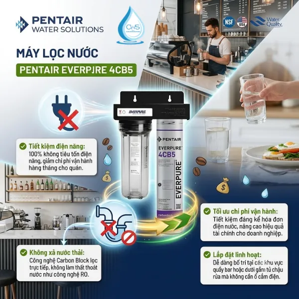 Máy Lọc Nước Pentair Everpure 4CB5 Giúp Tiết Kiệm Chi Phí Tối Ưu Cho Doanh Nghiệp