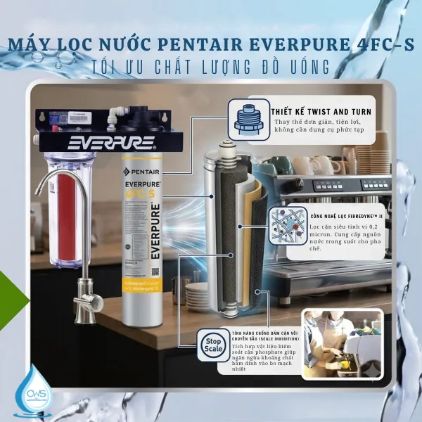 Máy Lọc Nước Pentair Everpure 4FC-S Loại Bỏ Cặn Nhỏ Với Kích Thước Khoảng 0,2 micron