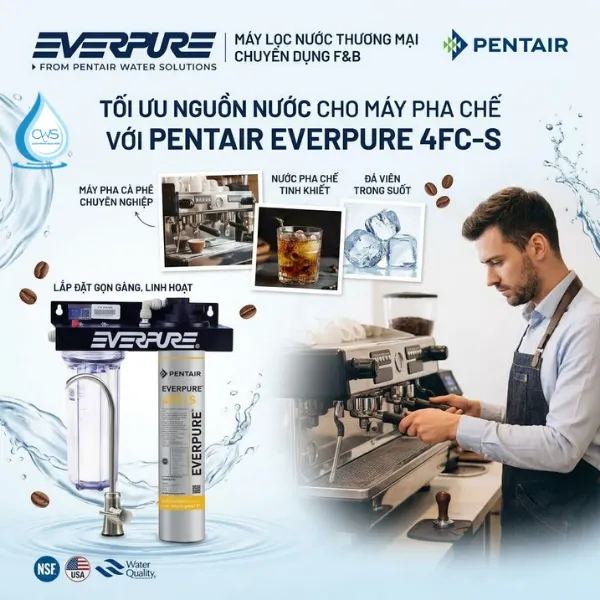 Máy Lọc Nước Pentair Everpure 4FC-S Tránh Gây Tắc Nghẽn Cho Đường Ống Thiết Bị Ngành F&B