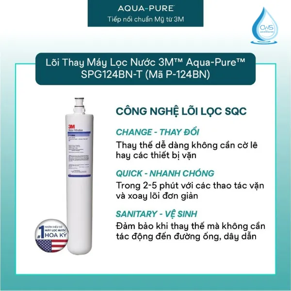 Công Nghệ SQC Và Valve-In-Head Giúp Thay Lõi Nhanh, Vệ Sinh Trên Máy Làm Mềm Nước 3M Aqua-Pure SGP124BN-T