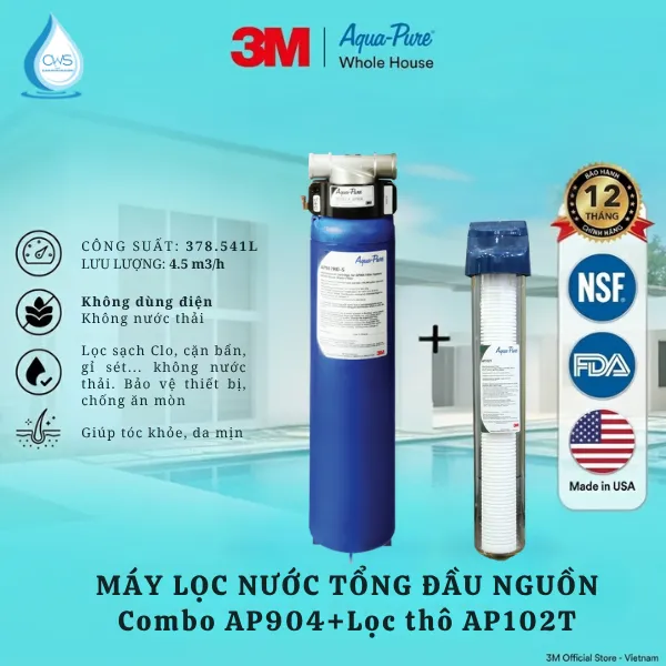 Hệ Thống Lọc Tổng 3M Aqua-Pure Combo AP904+Lọc Thô AP102T