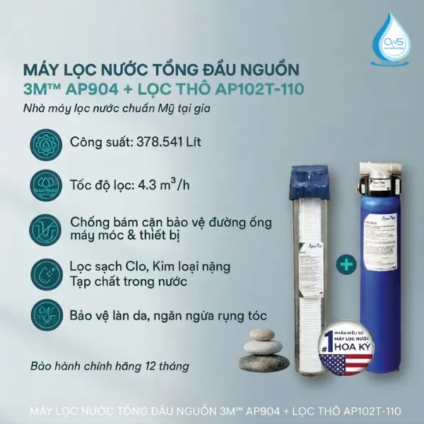 Hiệu Năng Vận Hành Chi Tiết Của Lọc Tổng 3M Aqua-Pure AP904