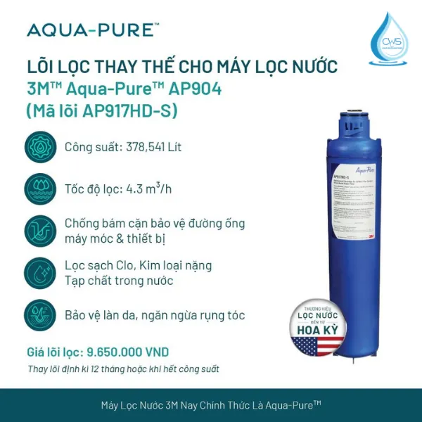 Lọc Tổng 3M Aqua-Pure AP904 Dùng Lõi Nguyên Khối AP917HD-S