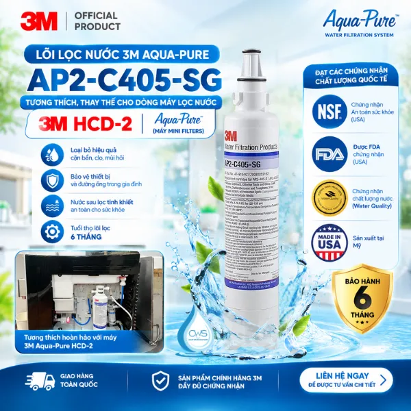 Lõi Lọc Nước 3M Aqua-Pure AP2 C405 SG Tương Thích, Thay Thế Cho Dòng Máy Lọc Nước 3M Aqua-Pure HCD-2