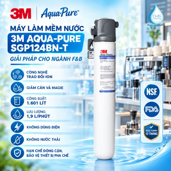 Máy Làm Mềm Nước 3M Aqua-Pure SGP124BN-T - Giải Pháp Nhỏ Gọn, Tối Ưu Cho Doanh Nghiệp F&B