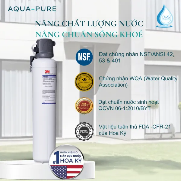 Máy Làm Mềm Nước 3M Aqua-Pure SGP195BN-T Đạt Các Chứng Nhận Quốc Tế Và Trong Nước
