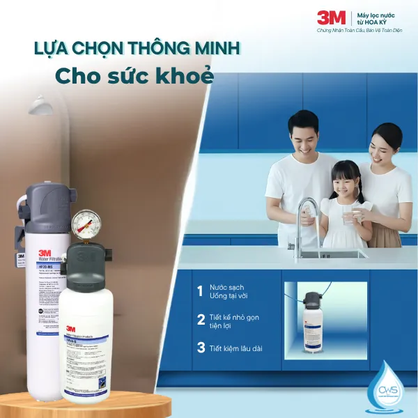 Máy Lọc Nước 3M Aqua-Pure Âm Tủ Bếp Nhỏ Gọn, Tiện Lợi