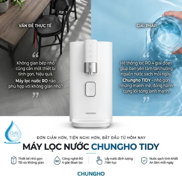 Máy Lọc Nước Chungho Tidy WP-43C6000M - Kích Thước Siêu Nhỏ Gọn Chỉ 22CM